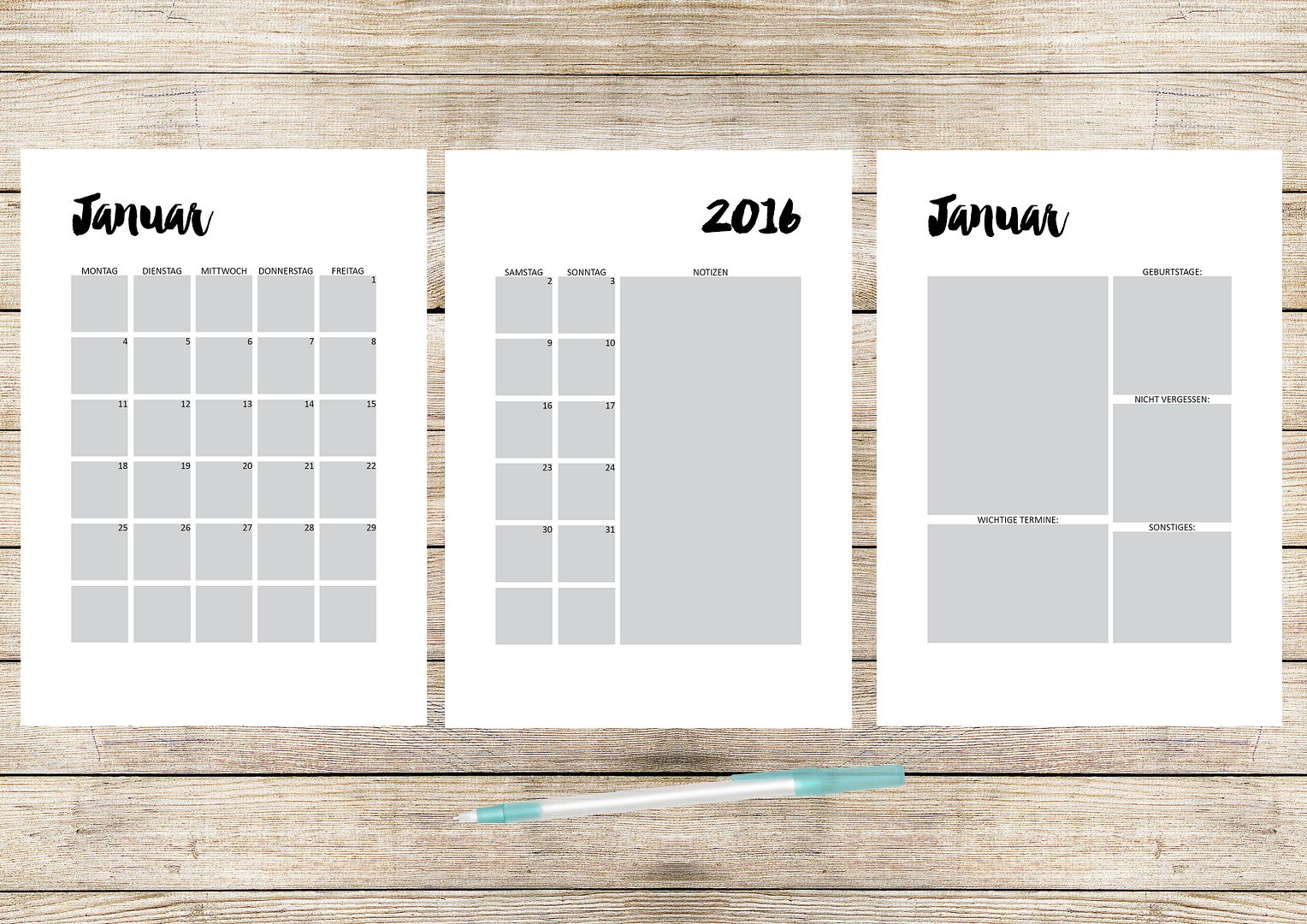 Kostenloser Kalender zum Downloaden